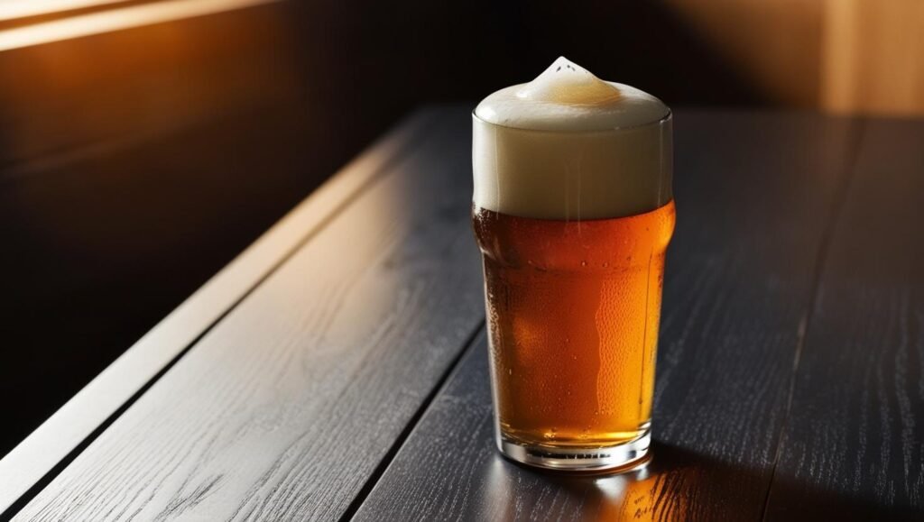 One glass of beer with a very nice foam