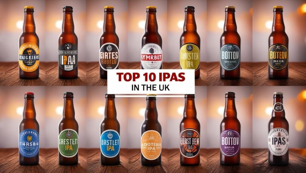 Ten bottles of IPA beer