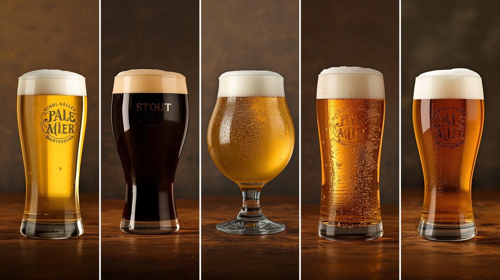 Collage of diverse low-ABV and non-alcoholic craft beer styles including stout, IPA, and pale ale.