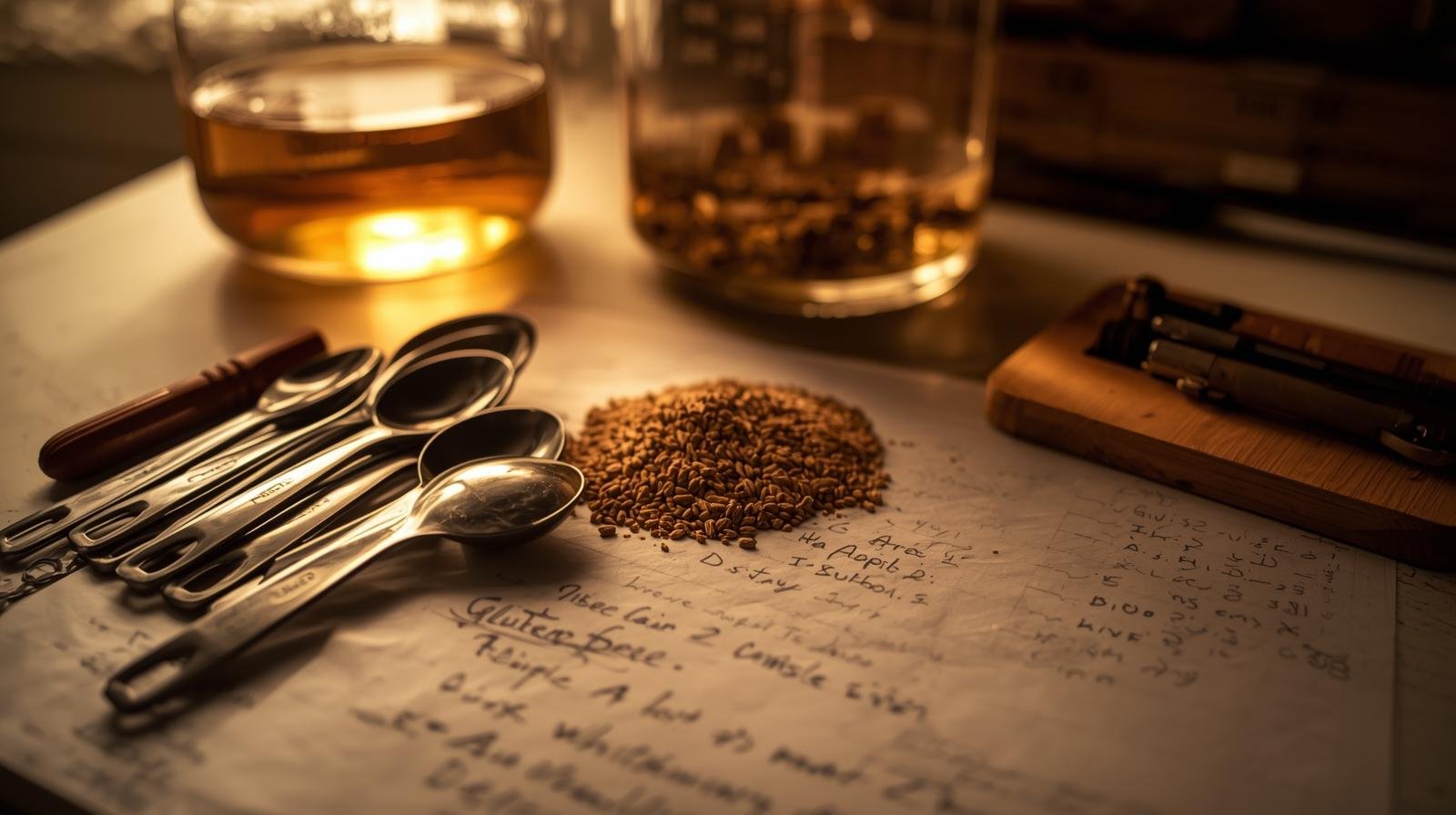 Homebrewer preparing vegan and gluten-free beer using alternative grains.