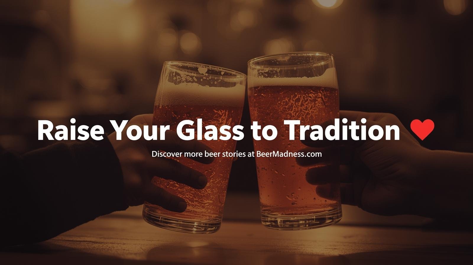 Full-width image: two pints of Irish Red Ales clinking in soft focus pub light. Text overlay: ‘Raise Your Glass to Tradition 🍺’