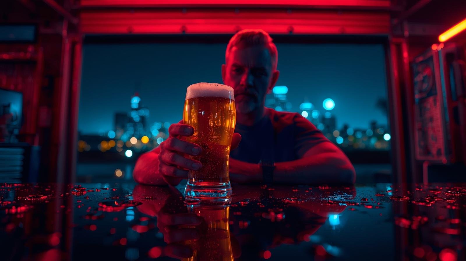 Homebrewer enjoying a perfectly brewed West Coast IPA.