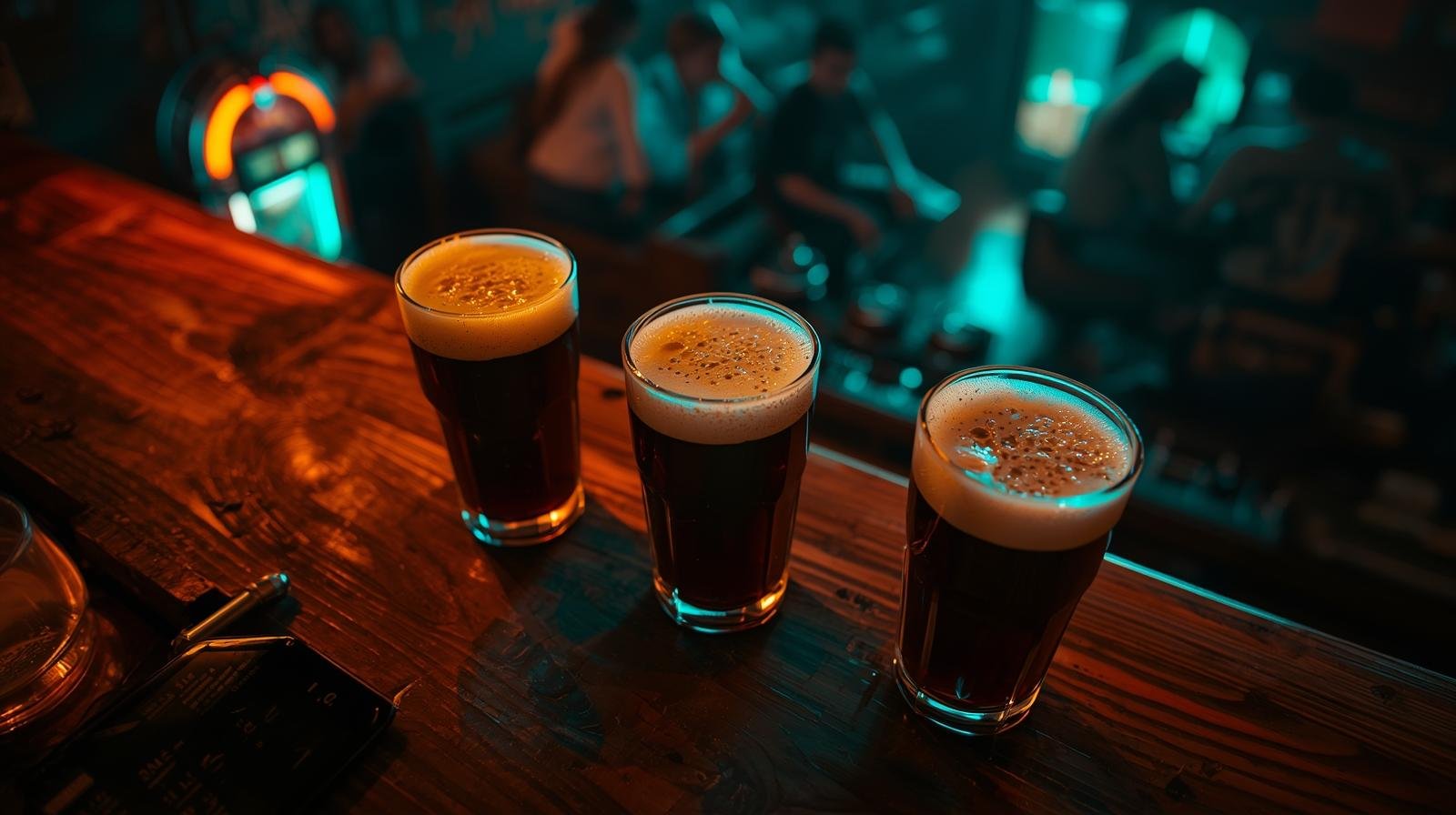 Close-up view of stout beer foam and bubbles, emphasizing the creamy texture and roasted malt character of modern stouts.